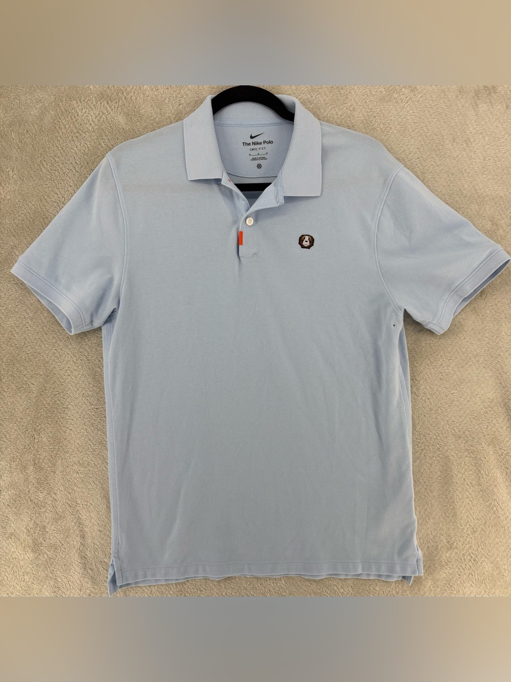 Nike Polo Men's Medium Light Blue Dri-FIT Bear Logo Short Sleeve Golf Shirt
